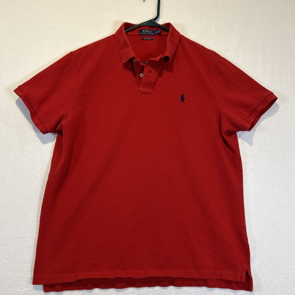 Polo Ralph Lauren Mens XL Red Custom Slim Fit Short Sleeve Golf Polo Shirt
